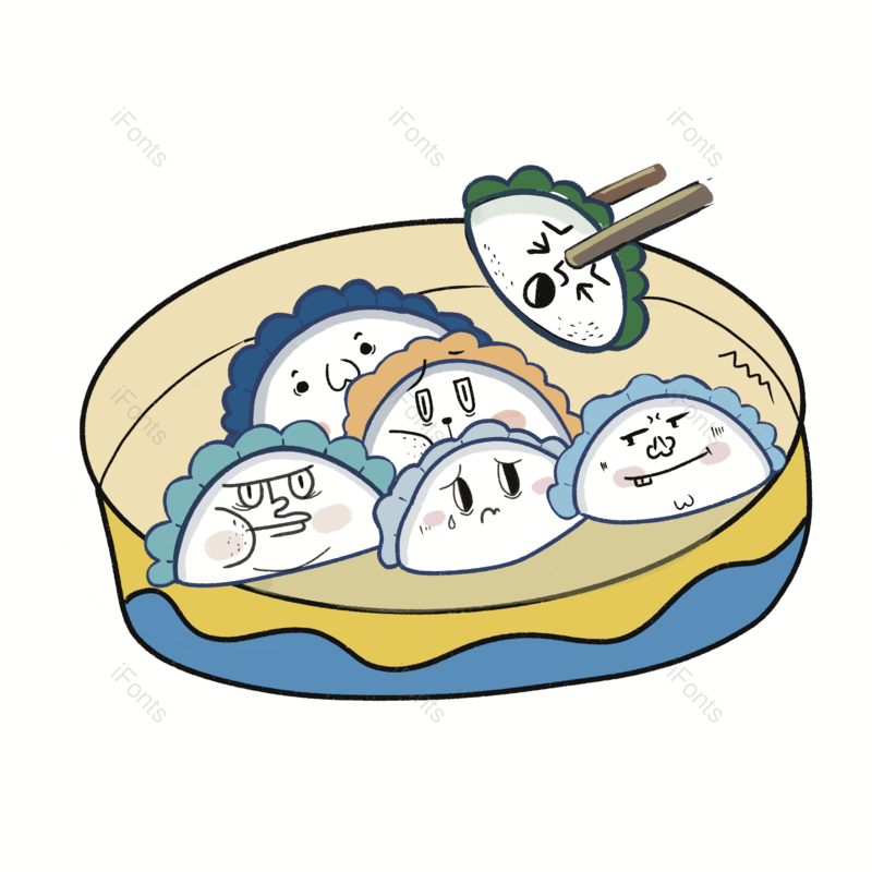 卡通图片,饺子元素,手绘PNG,可爱免抠素材